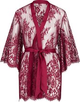 Hunkemöller Dames Nachtmode Kimono Lace Isabelle  - Rood - maat 3XL