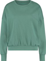 Hunkemöller Nachtmode Dames Top lange mouwen Boyfriend Brushed  - Groen - maat 2XS