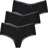 Hunkemöller Dames Lingerie 3-pack London v-shape brasilian  - Zwart - maat XL