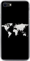 Geschikt voor iPhone 7 hoesje - Wereldkaart - Patronen - Zwart - Siliconen Telefoonhoesje