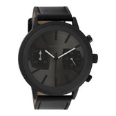 OOZOO Timepieces - Zwarte horloge met zwarte leren band - C10808 - Ø50