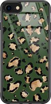 iPhone SE 2020 hoesje glass - Luipaard groen | Apple iPhone SE (2020) case | Hardcase backcover zwart