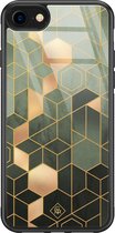 iPhone SE 2020 hoesje glass - Kubus groen | Apple iPhone SE (2020) case | Hardcase backcover zwart