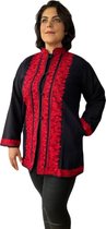 Dames jasje zwart - Aari design geborduurd met rood bloemendesign