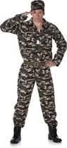 Karnival Costumes Verkleedkleding Leger kostuum voor mannen Camouflage Carnavalskleding Heren Carnaval - Polyester - Maat XL - 3-Delig Jumpsuit/Riem/Hoed