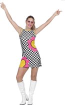 Hippie Kostuum | Geblokt Jaren 60 Flower Power Geblokt | Vrouw | Maat 34 | Carnaval kostuum | Verkleedkleding