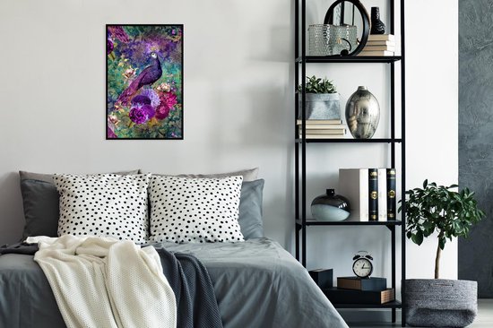 Affiche avec cadre Patterns - Violet - Paon - 40x60 cm