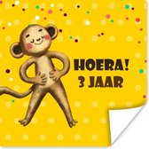Poster Verjaardag kind - 3 jaar - Knuffeldier - 75x75 cm