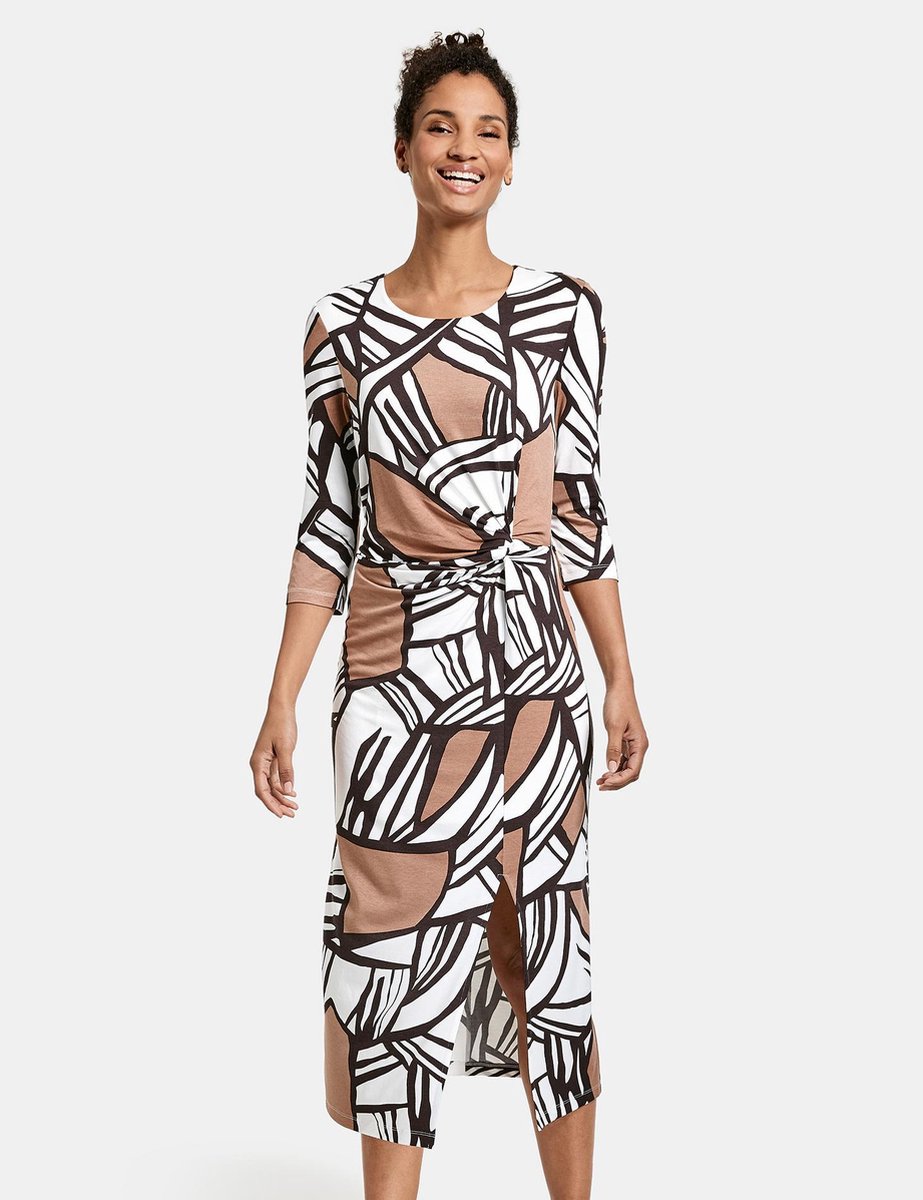 TAIFUN Midi jurk met drapering op taillehoogte bol