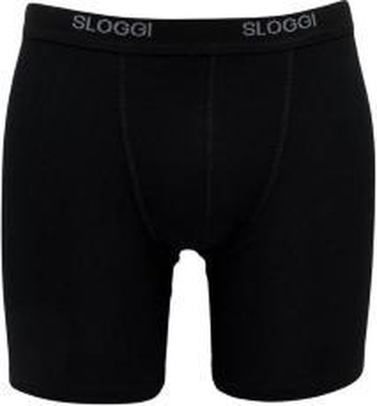 Zwarte Sloggi boxershort met grijze elastische tailleband met logo.