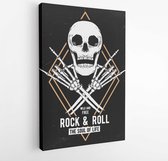 Canvas schilderij - Rock music graphic design with skull illustration for t-shirt and other uses.  -  657424345 - 50*40 Vertical