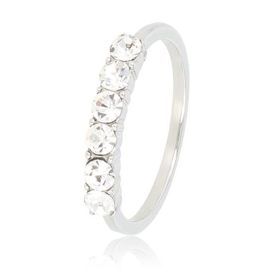 Bague pour femme élégante qui vous fait briller - Ring avec de grandes pierres de zircone en cristal de 4 mm - Avec coffret cadeau de luxe