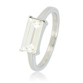 My Bendel - Damesring met grote witte kristalsteen - Edelstalen ring met witte kristalsteen - Met luxe cadeauverpakking