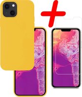 iPhone 13 Mini Hoesje Siliconen Met Screenprotector - iPhone 13 Mini Case Met Screenprotector Geel - iPhone 13 Mini Hoes - Geel