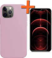 iPhone 13 Pro Hoesje Met Screenprotector - iPhone 13 Pro Case Lila Siliconen - iPhone 13 Pro Hoes Met Screenprotector