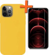 Hoesje Geschikt voor iPhone 13 Pro Hoesje Siliconen Cover Case Met Screenprotector - Hoes Geschikt voor iPhone 13 Pro Hoes Back Case - Geel