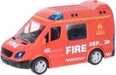 brandweer bus met licht en geluid 21 cm rood