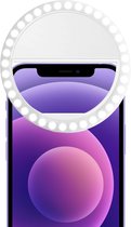 Selfie Ring Light Met Clip Wit Selfie Ring Lamp Universeel Op Batterij - Wit