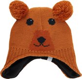 Color Kids - Beanie met beer motief voor baby's - Bruin - maat 50CM