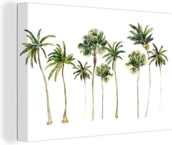 Canvas Schilderij Jungle - Palmboom - Groen - 30x20 cm - Wanddecoratie
