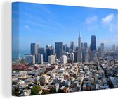 Canvas Schilderij San Francisco - Skyline - Stad - 30x20 cm - Wanddecoratie