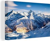 Canvas Schilderij Alpen - Berg - Sneeuw - 60x40 cm - Wanddecoratie