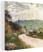 Canvas Schilderij De weg bij Vétheuil - Claude Monet - 20x20 cm - Wanddecoratie