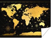 Poster Wereldkaart - Luxe - Goud - 160x120 cm XXL