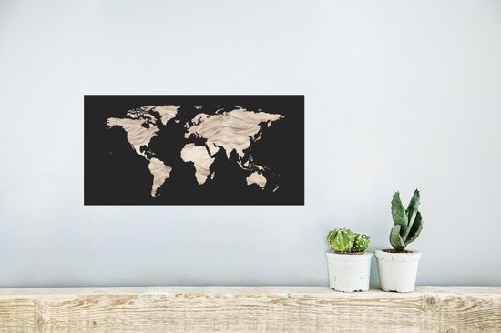 Carte du Wereldkaart murale - Carte du Wereldkaart - Peinture - Wit - 40x20 cm - Affiche