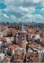 Luchtfoto van de Galatatoren en skyline van Istanbul - Foto op Posterpapier - 29.7 x 42 cm (A3)