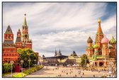 Kremlin en de Basiliuskathedraal op het Rode Plein in Moskou - Foto op Akoestisch paneel - 150 x 100 cm