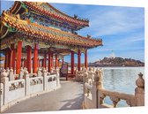 Uitzicht op de Witte Pagoda van Beihai Park in Beijing - Foto op Canvas - 90 x 60 cm