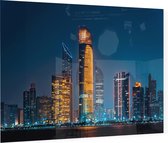 Skyline van Abu Dhabi business district bij nacht - Foto op Plexiglas - 90 x 60 cm