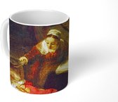 Mok - Koffiemok - Het wiegje van wilgentenen - Schilderij van Rembrandt van Rijn - Mokken - 350 ML - Beker - Koffiemokken - Theemok