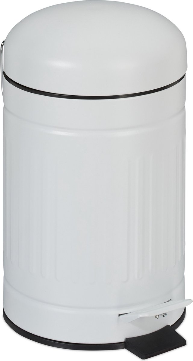 Relaxdays pedaalemmer 3 liter - prullenbak met softclose deksel - vuilnisbak voor badkamer - wit