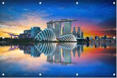 Indrukwekkende skyline van Marina Bay in Singapore - Foto op Tuinposter - 120 x 80 cm