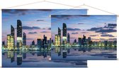 Uitzicht op de skyline van Abu Dhabi bij zonsondergang - Foto op Textielposter - 90 x 60 cm