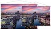 Panoramisch uitzicht op de oude binnenstad van Berlijn - Foto op Textielposter - 90 x 60 cm