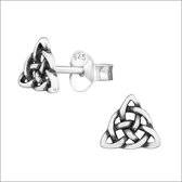 Aramat jewels ® - Zilveren oorbellen keltische knoop 925 zilver 7mm geoxideerd