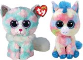 Ty - Knuffel - Beanie Buddy - Opal Cat & Blitz Unicorn