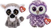Ty - Knuffel - Beanie Boo's - Linus Lemur & Moonlight Owl