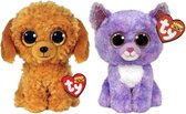 Ty - Knuffel - Beanie Boo's - Golden Doodle Dog & Cassidy Cat