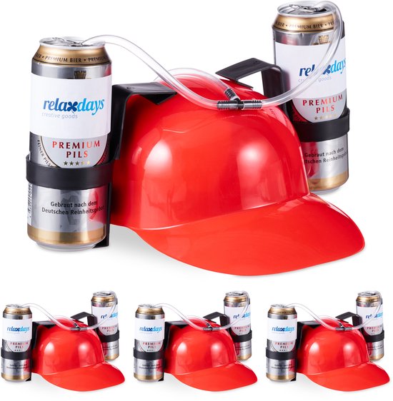 4 x drinkhelm voor 2 blikjes - helm - bierhelm - helm met slang - zuiphelm