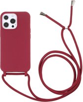 Apple iPhone 13 Pro Hoesje Back Cover met Koord Flexibel TPU Rood