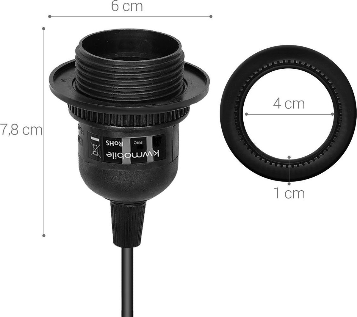 kwmobile E27 fitting met schakelaar 3x lampfitting met snoer en