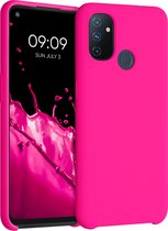 kwmobile telefoonhoesje voor OnePlus Nord N100 - Hoesje met siliconen coating - Smartphone case in neon roze