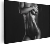 Artaza Canvas Schilderij Naakte Vrouwen Lichaam - Erotiek - Zwart Wit - 120x80 - Groot - Foto Op Canvas - Wanddecoratie Woonkamer