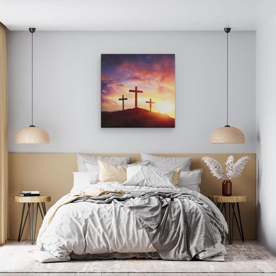 Artaza Peinture Sur Toile Crucifixion De Jésus Christ - Trois Croix - 60x60 - Image Sur Toile - Impression Sur Toile