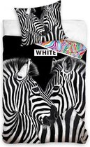 dekbedovertrek Zebra 140 x 200 cm katoen zwart/wit