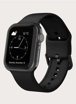 Zwart Siliconen bandje geschikt voor Apple Watch met Gespsluiting - Zwart - 42/44/45 mm - Series 1 2 3 4 5 6 7 SE 8 - Gesp sluiting - Geschikt voor Apple Watch